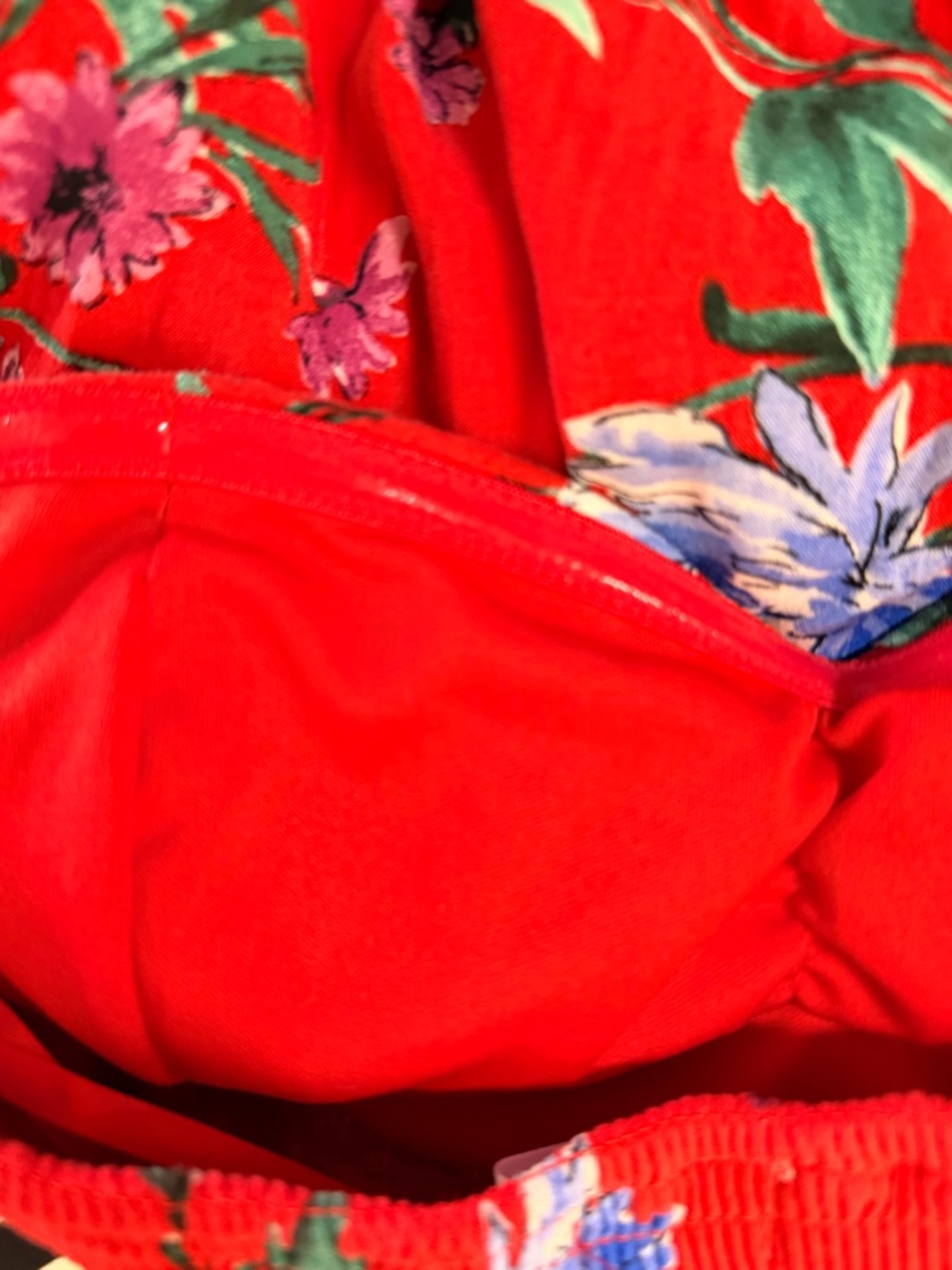 ❤️ Band of Gypsies Red Floral Strapless Smocked Romper Size M Boho ❤️ - Picture 9 of 10